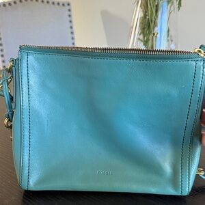 Fossil Aqua Leather Crossbody Bag